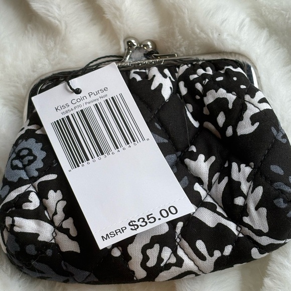 Vera Bradley Black and White Floral laptop Bag with coin Pouch - Picture 3 of 12